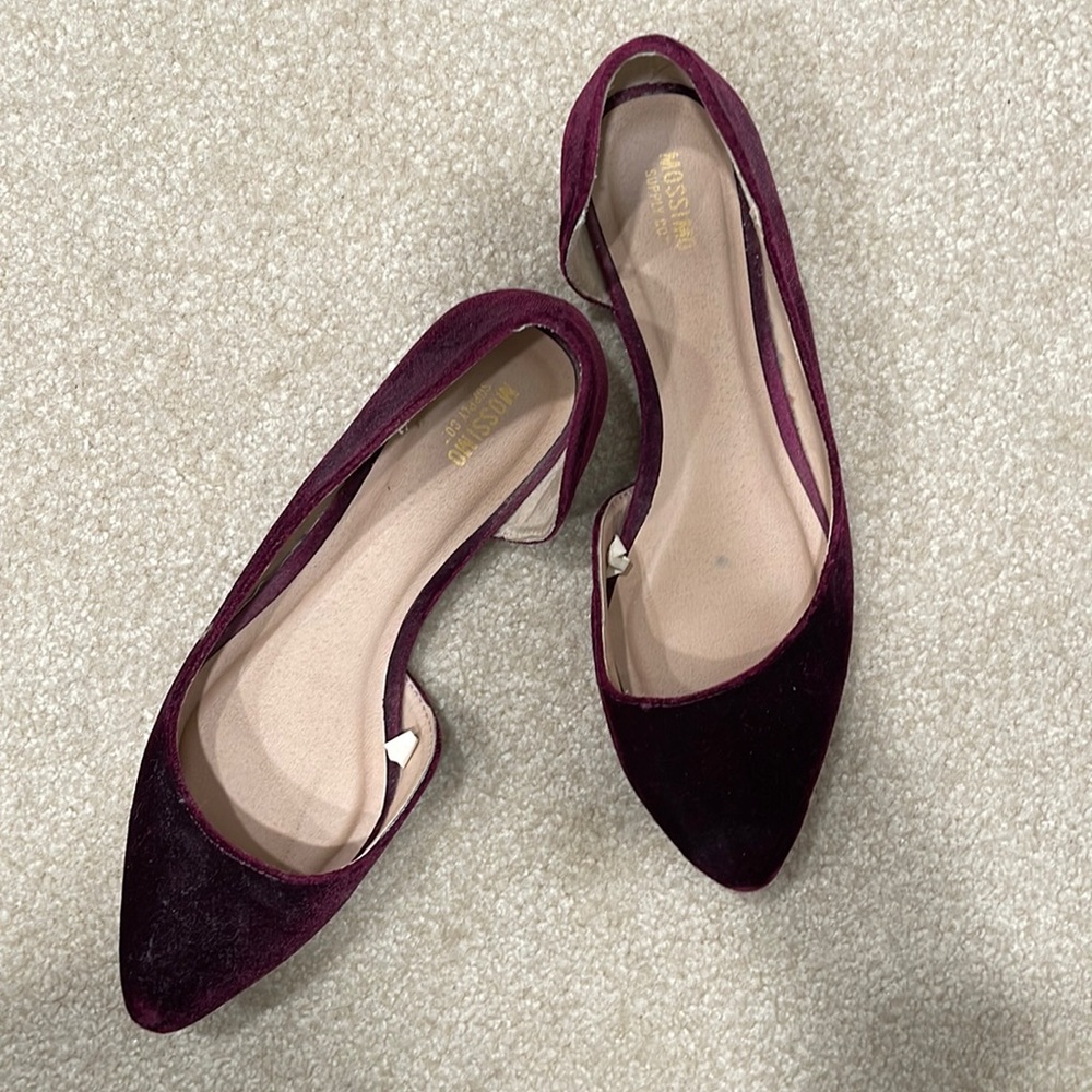 Burgundy Velvet Flats